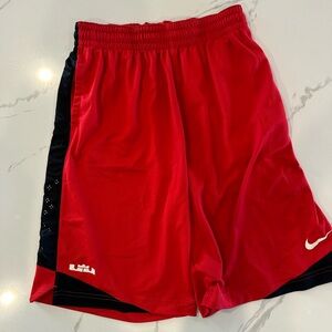 Red and Black Nike LeBron Athletic Shorts - Medium